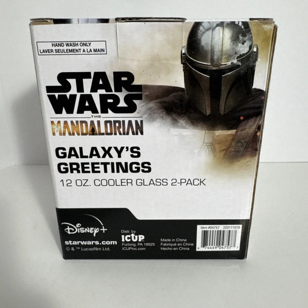 Disney Star Wars the Mandalorian‎ Galaxy's Greetings 12oz Cooler Glass 2-pack
